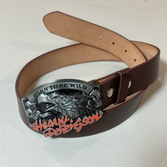 Harley Davidson Size Small 30-32 Unisex Screaming Eagle Belt Buckle Belt Leather - Picture 1 of 7